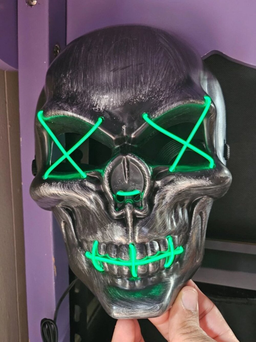 Halloween Mask Light Up Skull Black Mask Face Mask Unbranded